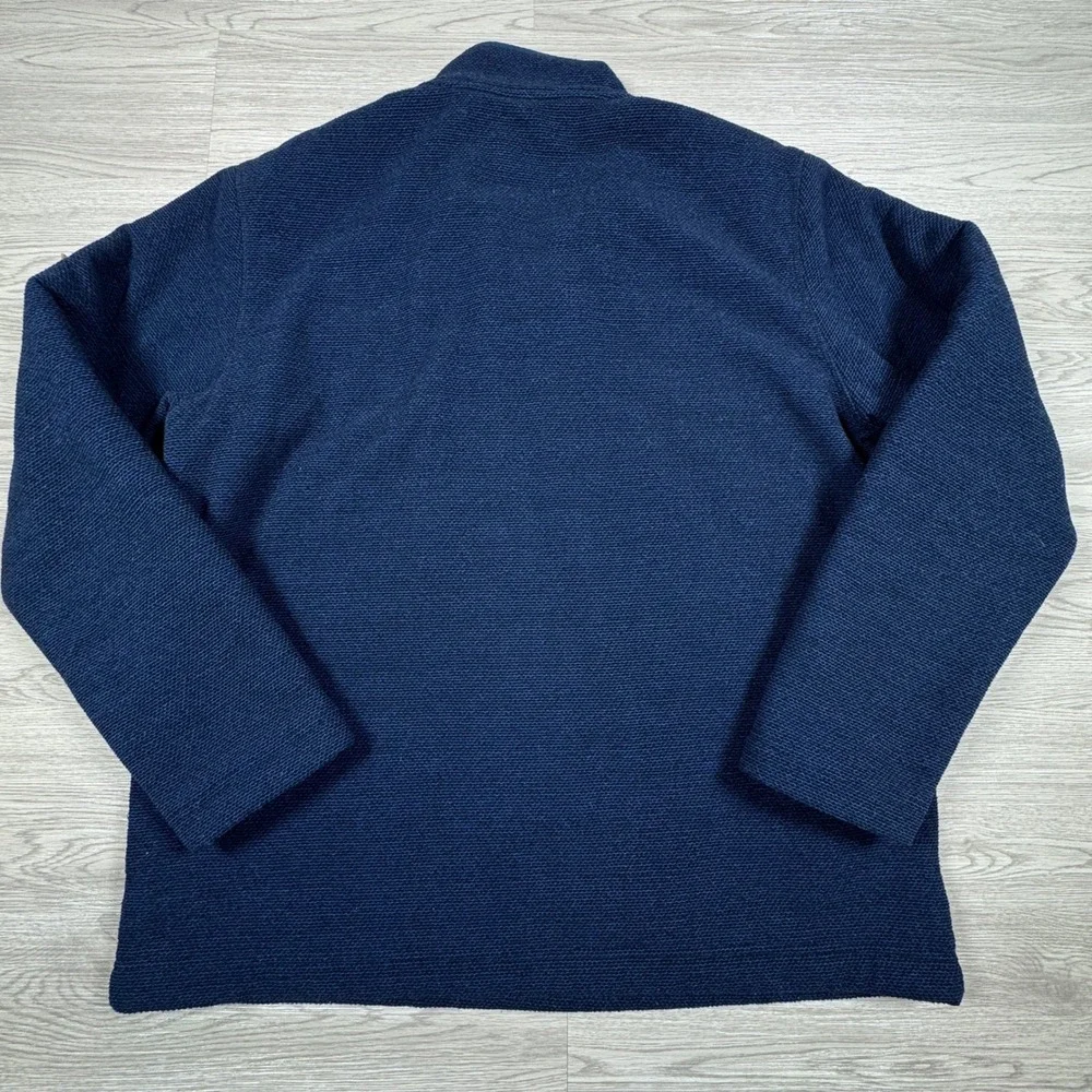 Orvis Men Quarter Zip Pullover Navy‎ Blue Large Sherpa Lined Knit Sweater